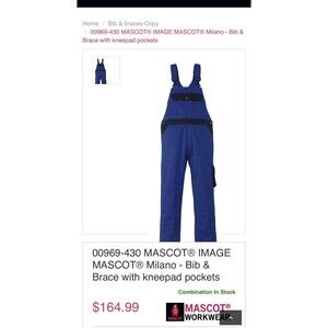 Mascot Milano Men's Quality Workwear Overalls Eu Sz 90C46. 30.5 W 35 Inseem